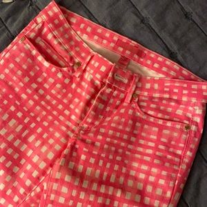 Never worn pair of bright pink check pants